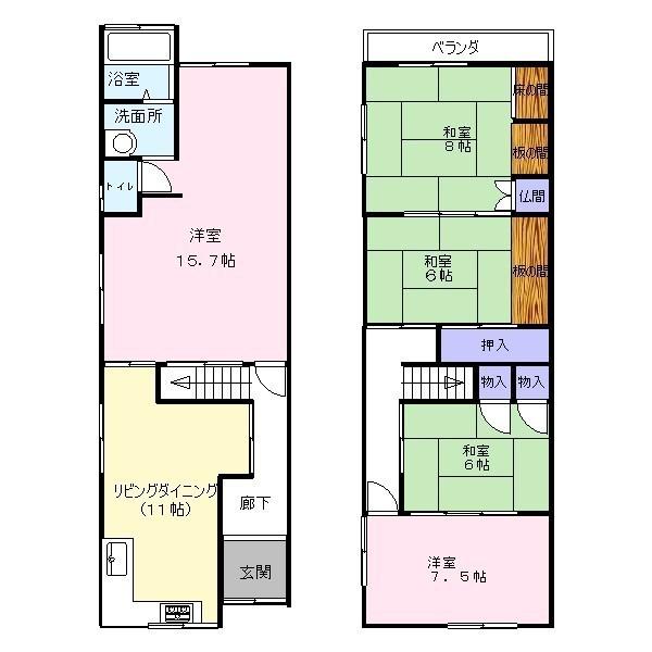 Floor plan. 7.9 million yen, 5LDK, Land area 70.91 sq m , Building area 114.57 sq m   ☆ All room 6 quires more ☆ There is also a 15.7 Pledge of spacious Western-style! 