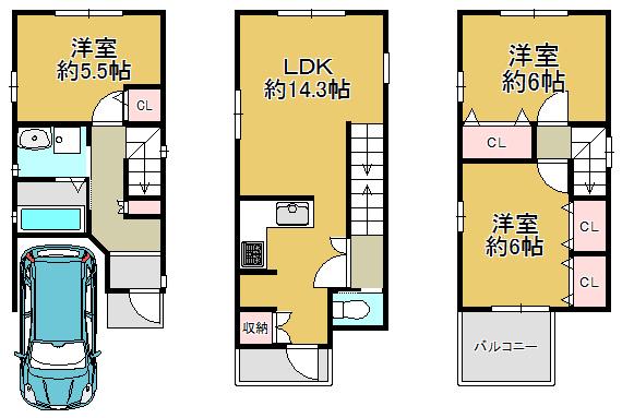 Floor plan. 19,800,000 yen, 3LDK, Land area 55.53 sq m , Building area 78.16 sq m