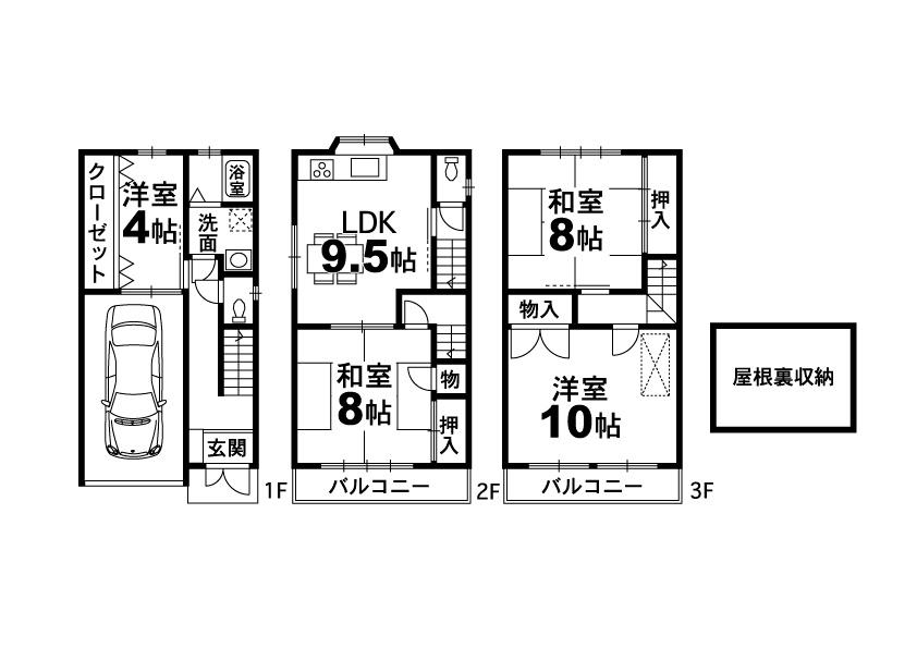 Floor plan. 13.8 million yen, 3DK + S (storeroom), Land area 51.07 sq m , Building area 112.15 sq m