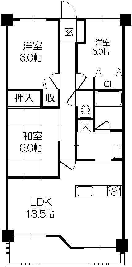 Floor plan. 3LDK, Price 13.8 million yen, Occupied area 63.49 sq m , All room is with storage in the floor plan of the balcony area 8.55 sq m 3LDK