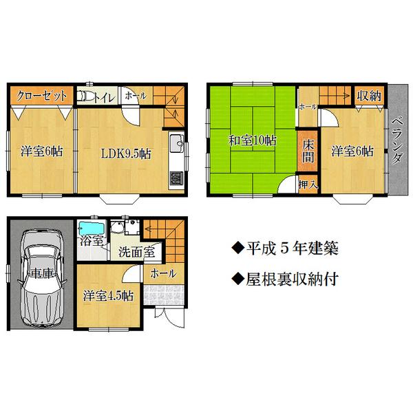 Floor plan. 19.5 million yen, 4LDK, Land area 47.43 sq m , Building area 95.25 sq m