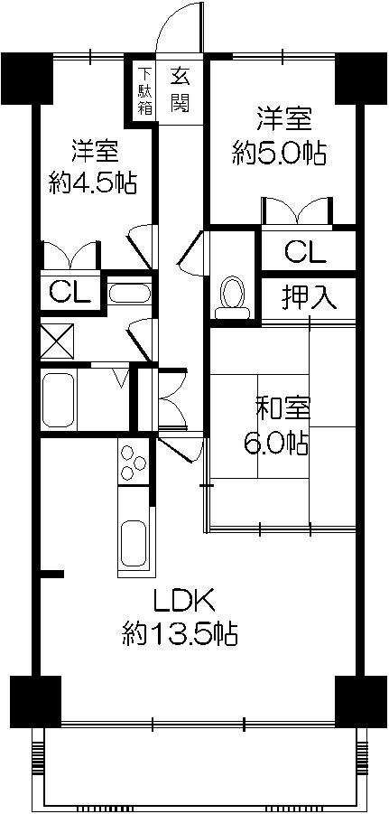Floor plan. 3LDK, Price 8.3 million yen, Footprint 63.8 sq m , Balcony area 9.91 sq m already room renovation! With storage in each room!