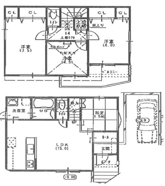 Floor plan. 24,800,000 yen, 4LDK, Land area 92.91 sq m , Building area 85.95 sq m