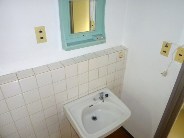 Washroom. Independent wash basin is attached. 