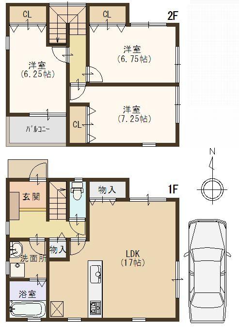 Floor plan. (No. 1 point), Price 21,800,000 yen, 3LDK, Land area 88.95 sq m , Building area 88.69 sq m