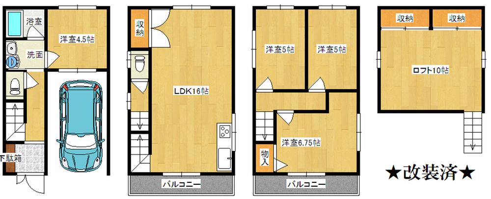 Floor plan. 16.8 million yen, 4LDK + S (storeroom), Land area 37.59 sq m , Building area 91 sq m