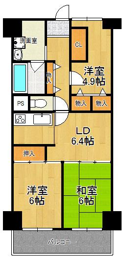 Floor plan. 3LDK, Price 11.8 million yen, Footprint 61.6 sq m , Balcony area 7.63 sq m