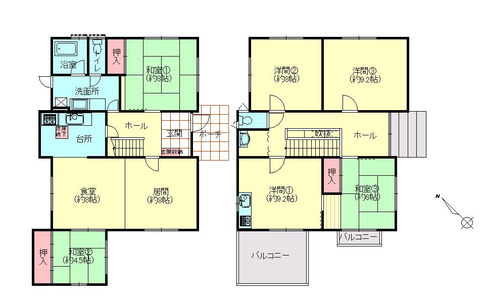 Floor plan. 29,800,000 yen, 6LDK, Land area 186.04 sq m , Building area 154.03 sq m
