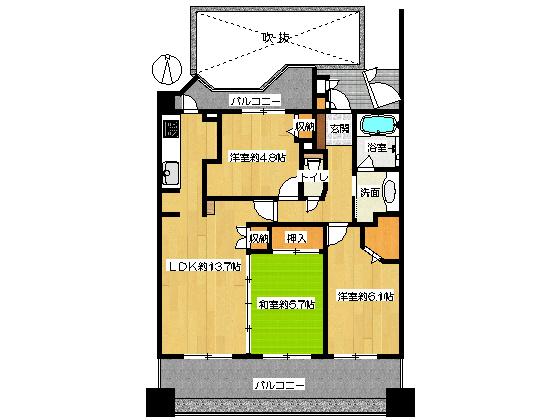 Floor plan. 3LDK, Price 18.9 million yen, Occupied area 67.24 sq m , Balcony area 20.67 sq m