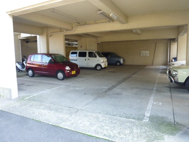 Parking lot. Safe parking, even on a rainy day in a covered