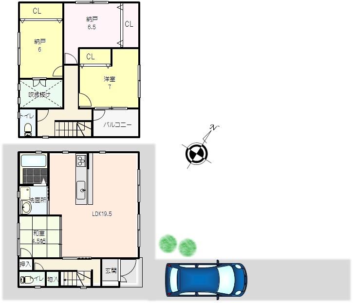 Floor plan. (C No. land), Price 33,800,000 yen, 4LDK, Land area 147.09 sq m , Building area 105.3 sq m