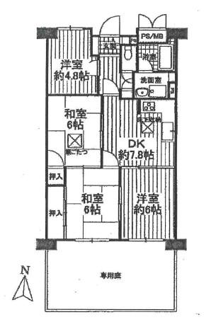 Floor plan. 4DK, Price 10.2 million yen, Occupied area 66.78 sq m , Is a floor plan of the balcony area 22.05 sq m 4DK
