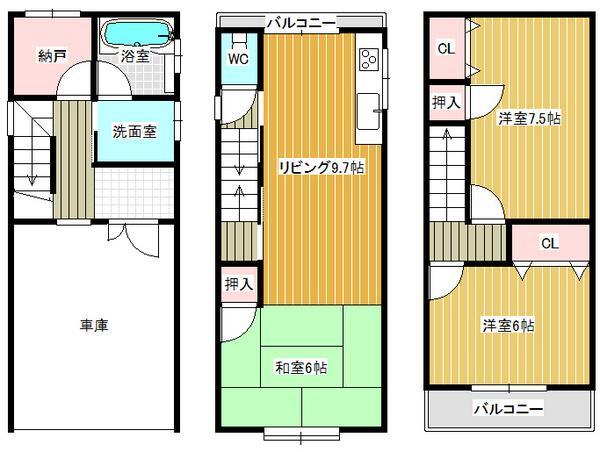 Floor plan. 16.6 million yen, 3DK, Land area 40.64 sq m , Building area 91.05 sq m