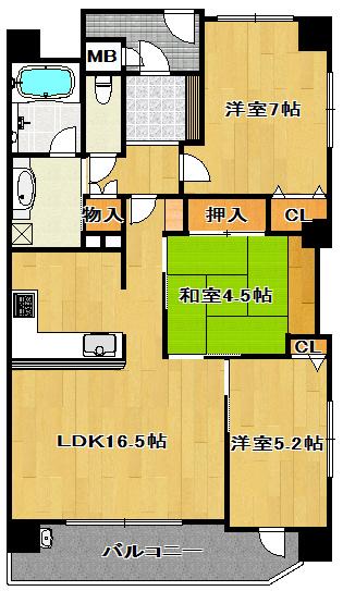 Floor plan. 3LDK, Price 24,800,000 yen, Occupied area 72.89 sq m , Balcony area 10.27 sq m