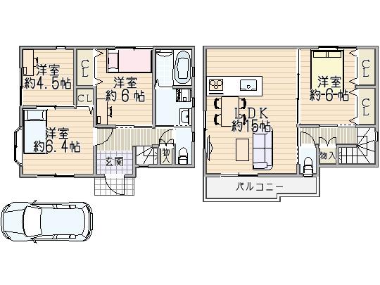 Floor plan. 22,300,000 yen, 4LDK, Land area 92.21 sq m , Building area 88.82 sq m