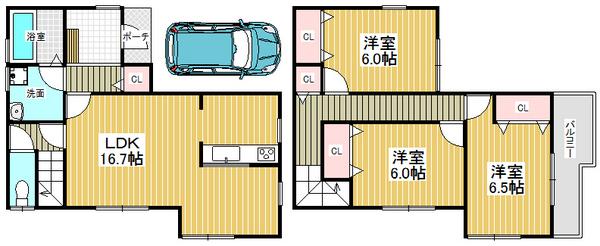 Floor plan. 25,800,000 yen, 3LDK, Land area 85.27 sq m , Comfortable new life in the building area 87.88 sq m in town ☆