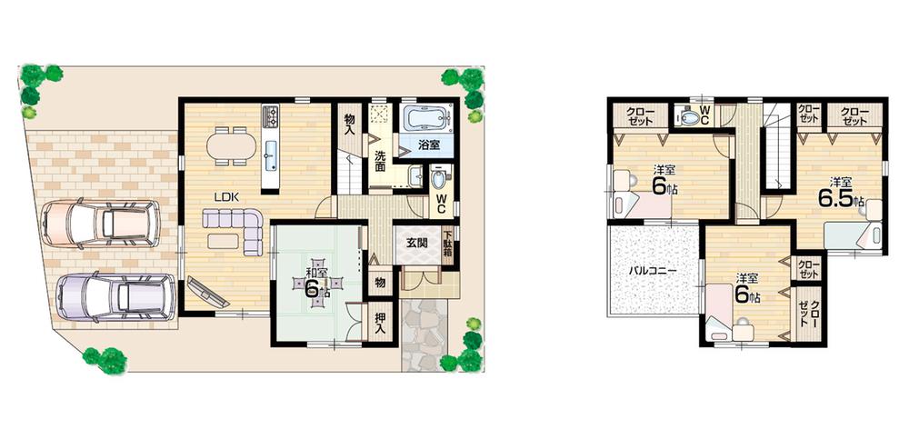 Floor plan. 25,300,000 yen, 4LDK, Land area 136.23 sq m , Building area 95.58 sq m floor plan 4LDK! South-facing wide balcony of!