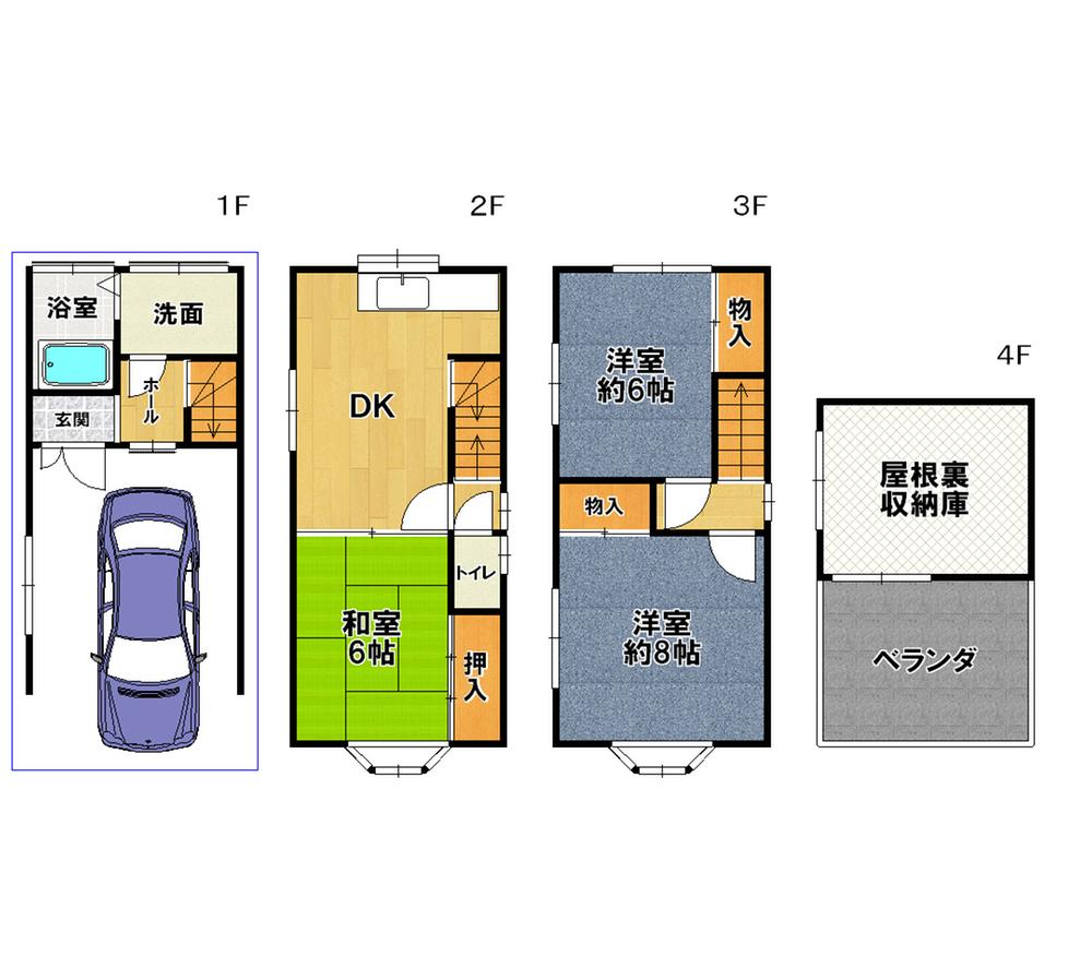 Floor plan. 8.5 million yen, 3DK + S (storeroom), Land area 30.42 sq m , Building area 77.53 sq m drawing takes precedence over the status quo for the outline. 