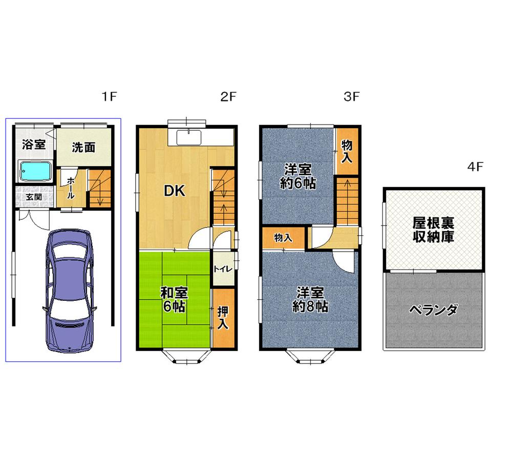 Floor plan. 8.5 million yen, 3DK + S (storeroom), Land area 30.42 sq m , Building area 77.53 sq m drawing takes precedence over the status quo for the outline.