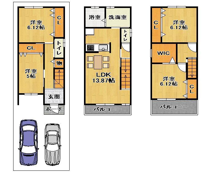 Floor plan. 33,800,000 yen, 4LDK, Land area 74.97 sq m , Building area 100.01 sq m car is two OK.