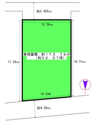 Compartment figure. Land price 26 million yen, Land area 189.85 sq m frontage, It is a land with a space in the depth both. 