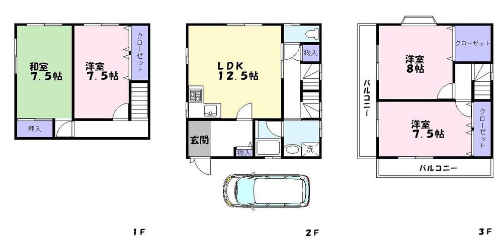 Floor plan. 15.3 million yen, 4LDK, Land area 73.42 sq m , Building area 107.86 sq m