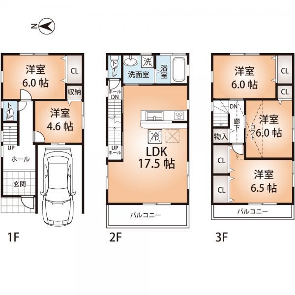 Floor plan. 28.8 million yen, 5LDK, Land area 60.7 sq m , Building area 113.85 sq m