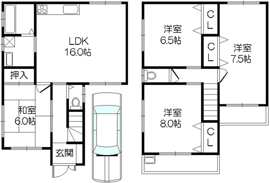 Floor plan. 25,900,000 yen, 4LDK, Land area 82.43 sq m , Building area 97.11 sq m 4LDK + is a floor plan of the garage all rooms 6 quires more! ! 