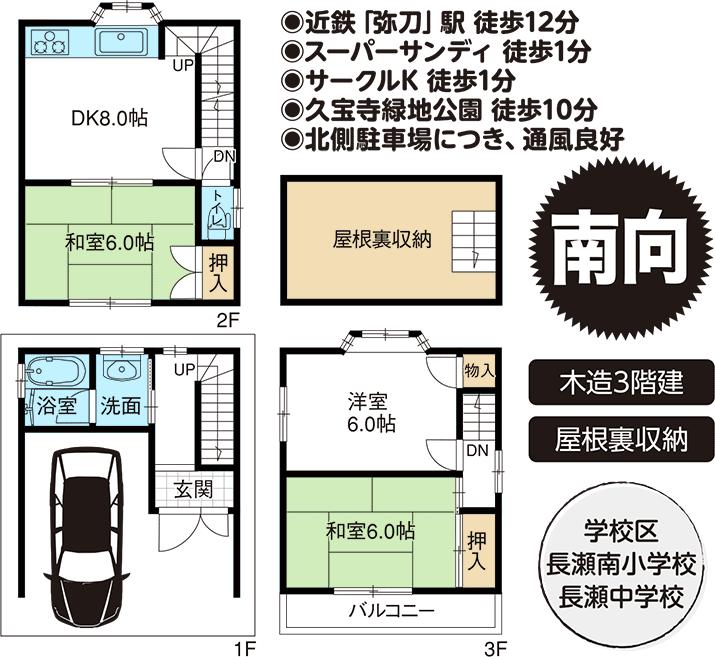 Floor plan. 7.8 million yen, 3DK, Land area 45.15 sq m , Building area 63.99 sq m