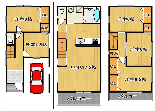 Floor plan. 28.8 million yen, 5LDK, Land area 60.7 sq m , Building area 113.85 sq m