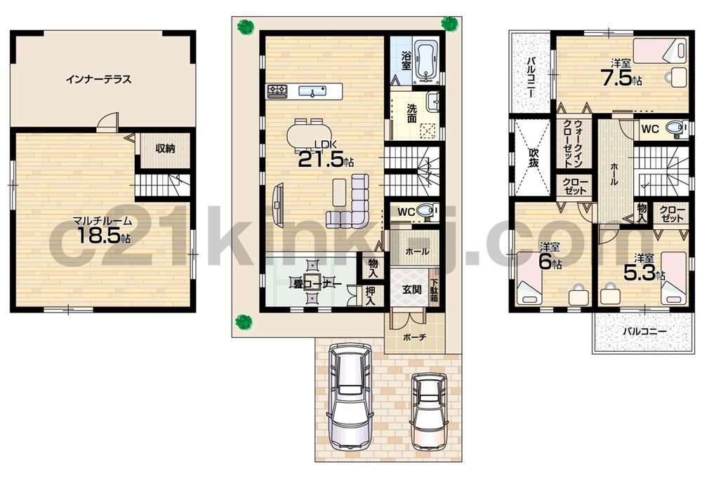 Floor plan. (A No. land), Price 36,300,000 yen, 5LDK+S, Land area 103.78 sq m , Building area 135.17 sq m