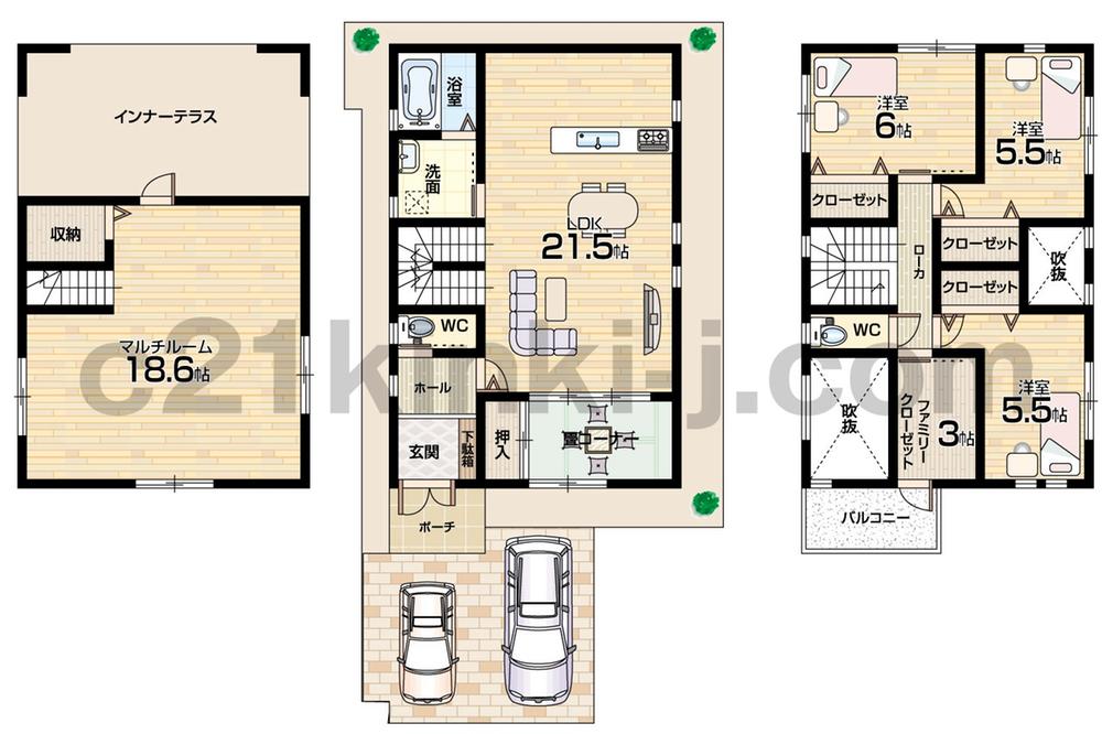 Floor plan. (B No. land), Price 36,800,000 yen, 5LDK+S, Land area 105.83 sq m , Building area 135.17 sq m