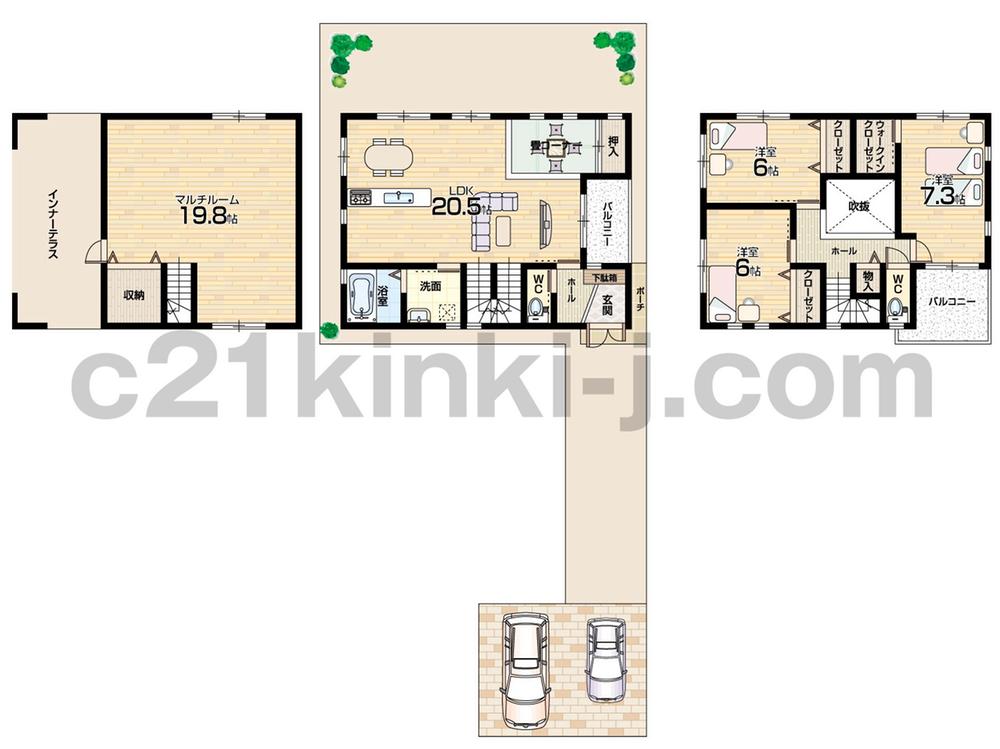 Floor plan. (D No. land), Price 34,800,000 yen, 5LDK+S, Land area 139.78 sq m , Building area 135.79 sq m