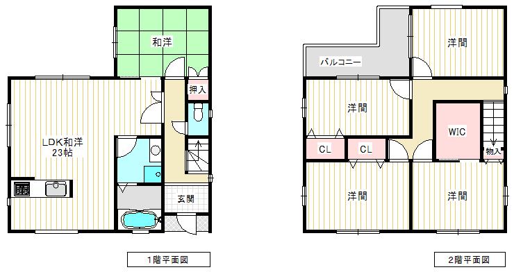 Floor plan. 51,800,000 yen, 5LDK, Land area 122.29 sq m , Building area 106.87 sq m 1 floor LDK Japanese and Western styles in 23 Pledge! !
