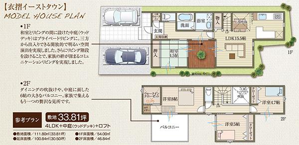 Floor plan. (No. 6 land model house), Price 32,580,000 yen, 4LDK+S, Land area 111.8 sq m , Building area 100.84 sq m