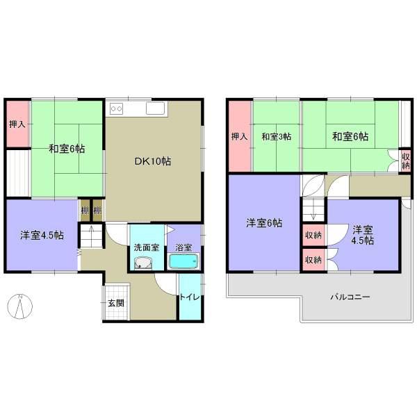 Floor plan. 12.8 million yen, 6LDK, Land area 74.2 sq m , Building area 92.99 sq m