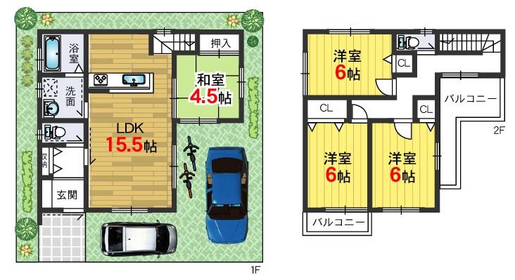 Floor plan. 28.8 million yen, 4LDK, Land area 81.35 sq m , Building area 70 sq m G No. land