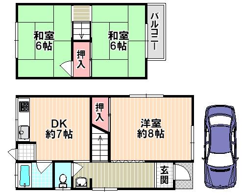 Floor plan. 12.8 million yen, 3DK, Land area 57.87 sq m , Building area 55.87 sq m