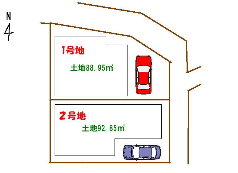 Compartment figure. 19,800,000 yen, 3LDK, Land area 88.95 sq m , Building area 88.69 sq m 1 issue areas, No. 2 place, This layout drawing. In cleanest streets, It is a complete residential area.