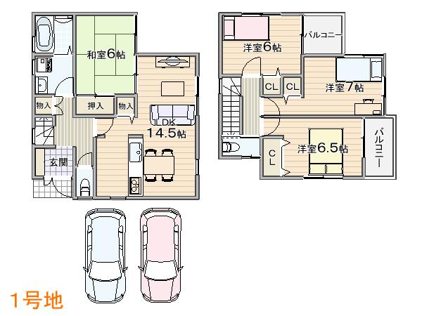 Floor plan. (No. 1 point), Price 25,800,000 yen, 4LDK, Land area 144.41 sq m , Building area 95.58 sq m