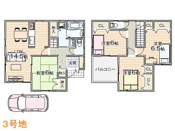 Floor plan. (No. 3 locations), Price 25,300,000 yen, 4LDK, Land area 136.23 sq m , Building area 95.58 sq m