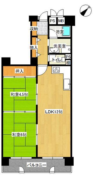 Floor plan. 2LDK, Price 8.4 million yen, Occupied area 52.58 sq m , Balcony area 8.8 sq m