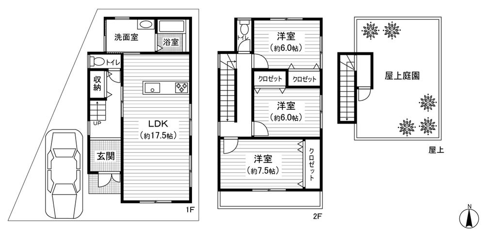 Building plan example (floor plan). Building plan example (A No. land) Building price 29,800,000 yen,  Building area 96.39 sq m