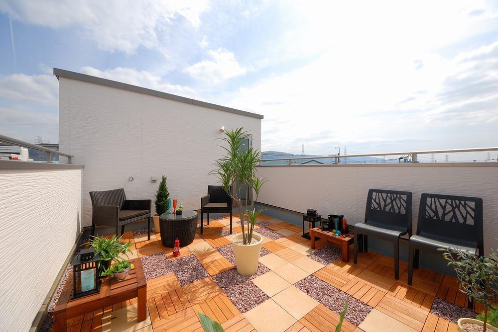 Building plan example (introspection photo). Roof garden "Soraniwa" plan. Space with a sense of relief that I do not think urban housing. Of BBQ Ya call a friend, Cool of the evening of the summer, Your guests will, depending on lifestyle, such as Gadenigu. 