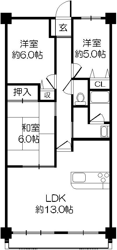 Floor plan. 3LDK, Price 8.9 million yen, Footprint 66 sq m , Is a floor plan of the balcony area 8.76 sq m 3LDK
