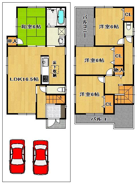 Floor plan. (No. 1 point), Price 26,800,000 yen, 4LDK, Land area 127.19 sq m , Building area 97.6 sq m