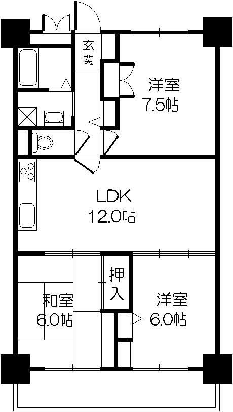 Floor plan. 3LDK, Price 13.2 million yen, Occupied area 67.78 sq m , Balcony area 9 sq m 3LDK each room 6 quires more