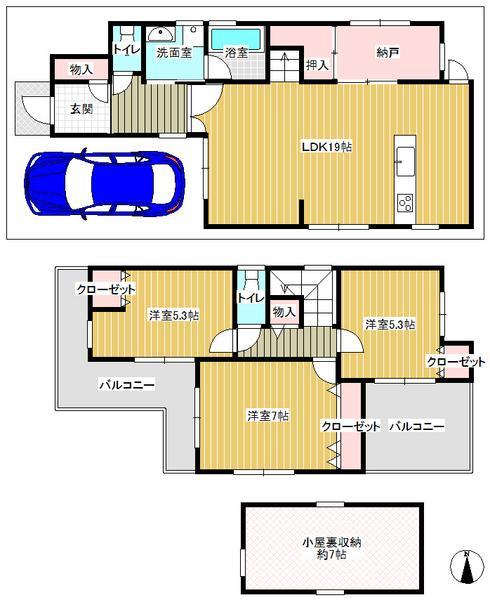 Floor plan. 26,800,000 yen, 3LDK+S, Land area 91.54 sq m , Building area 94.6 sq m
