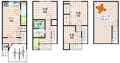 Floor plan. 8.8 million yen, 3LDK, Land area 32.16 sq m , Building area 65.19 sq m