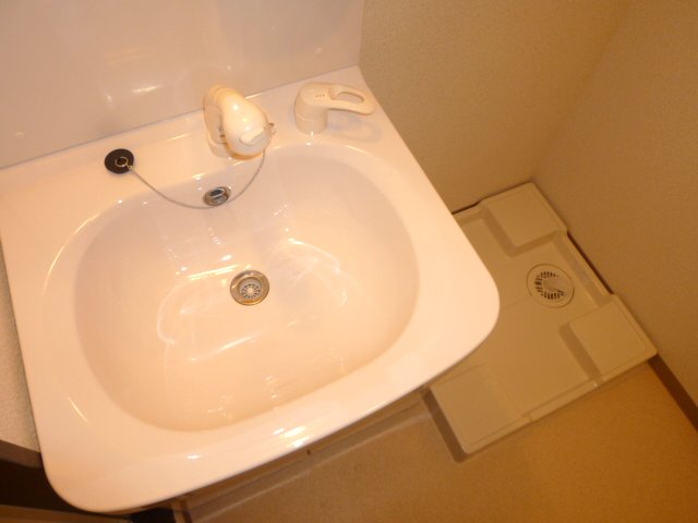 Washroom. Shampoo is a vanity with dresser